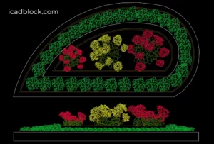 Garden bed in plan and elevation , DWG model