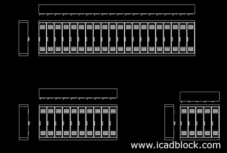 lockers 2d model cad block for autocad