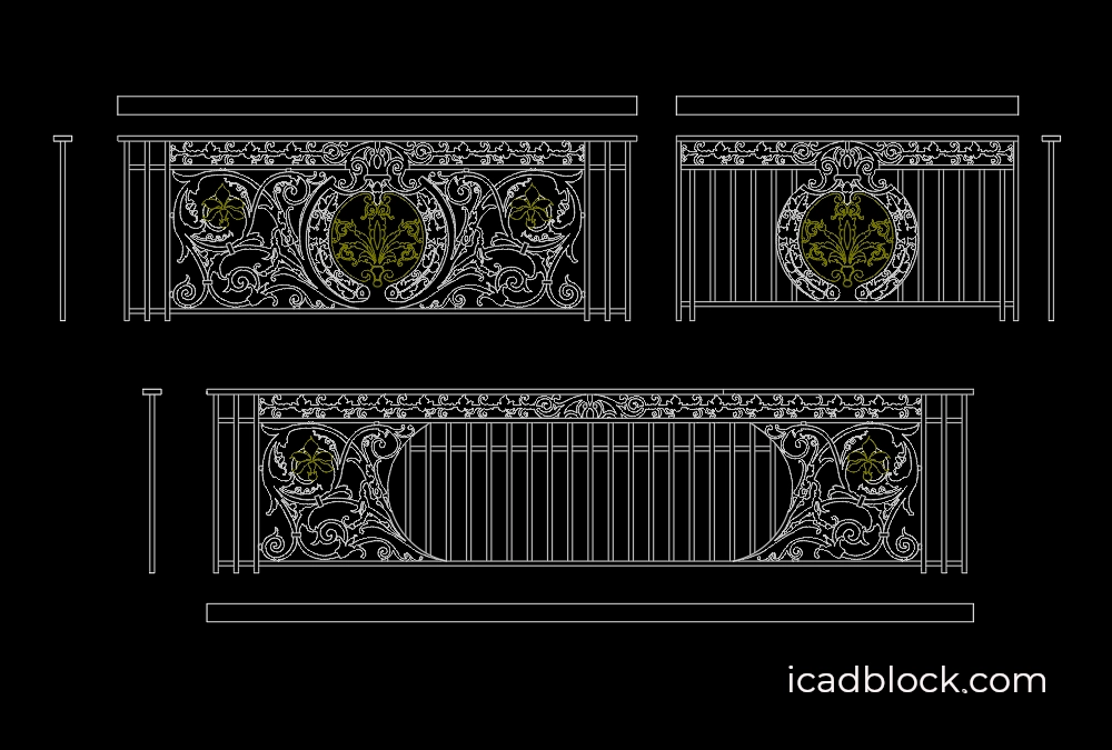 Bloque CAD de barandilla ornamental