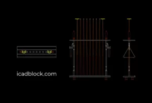 Bloque CAD de soporte para palos de billar