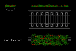 Railing with planter DWG model