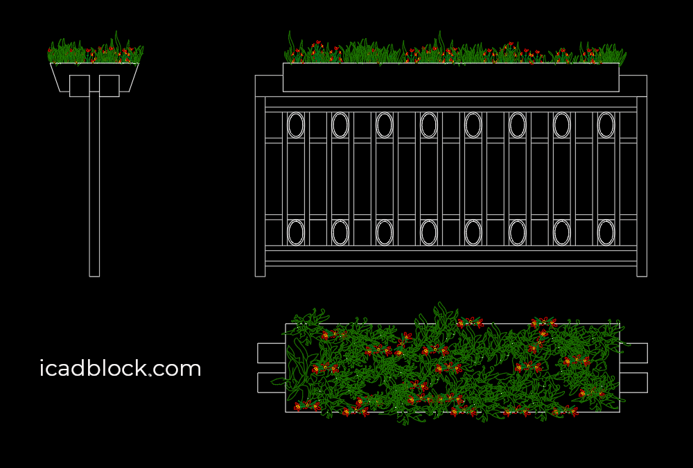 Railing with planter DWG model