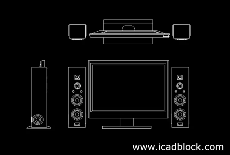 television with speaker DWG 2d model for autocad