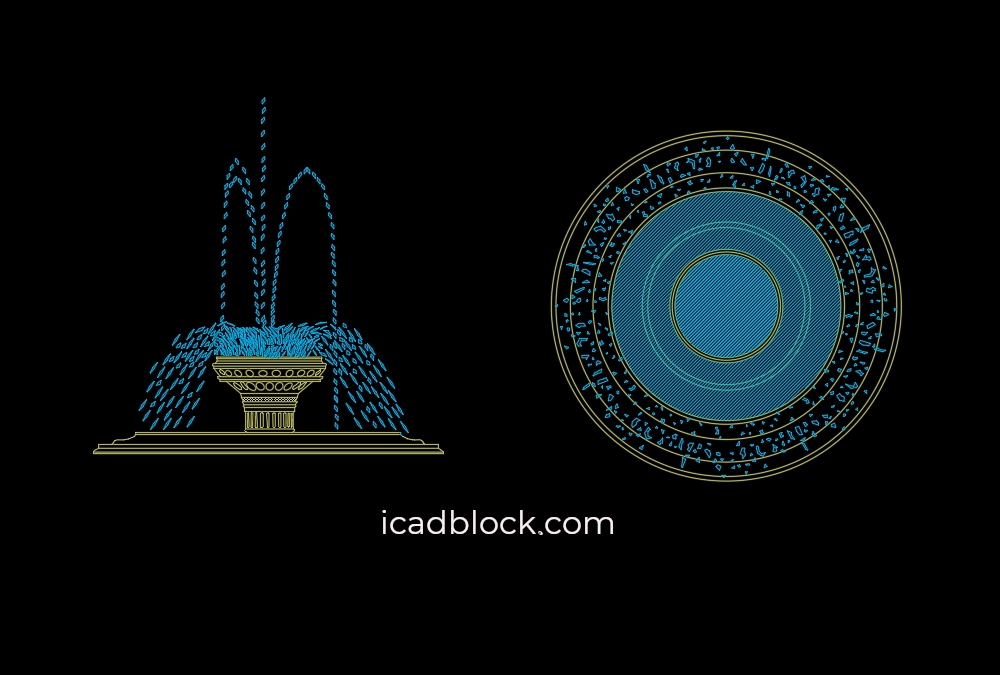 Bloque CAD de fuente de agua