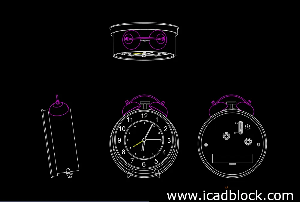 Alarm clock 2d DWG CAD Block download