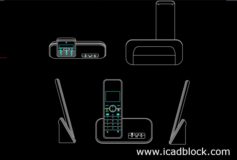 Cordless phone DWG CAD Block for autocad - free