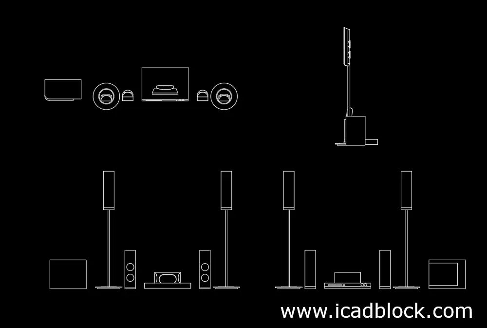Bloque CAD de sistemas de cine en casa