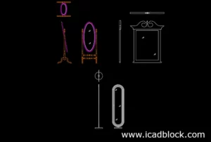 Modern Mirror cad block for autocad