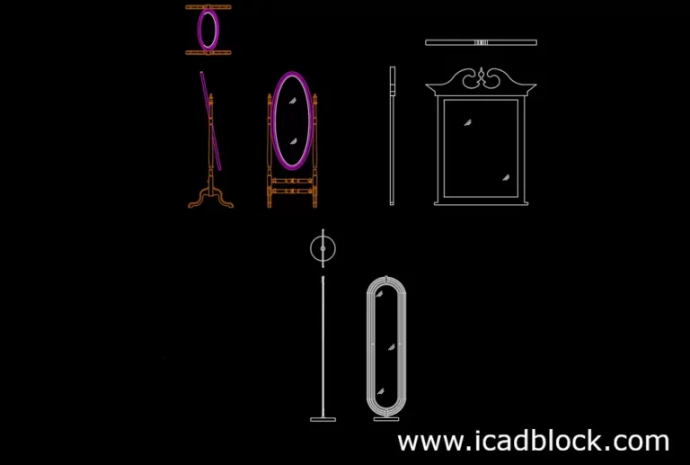 Modern Mirror cad block for autocad