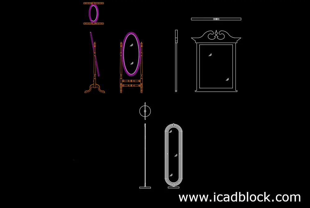 Bloque CAD de espejo moderno