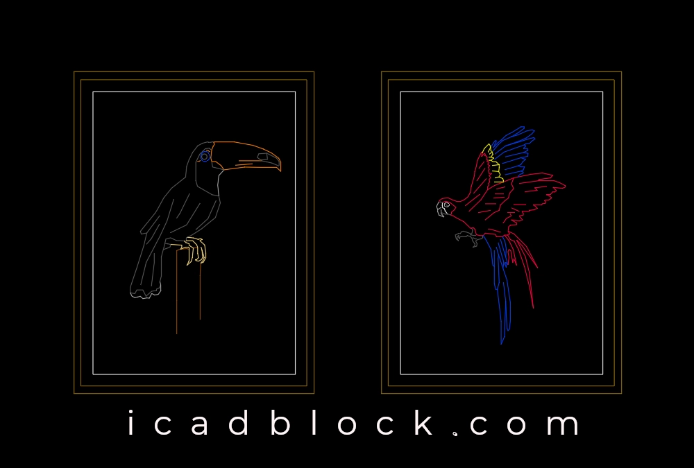 Birds paintings AutoCAD