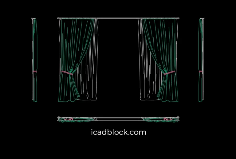 Curtain with tiebacks DWG in plan