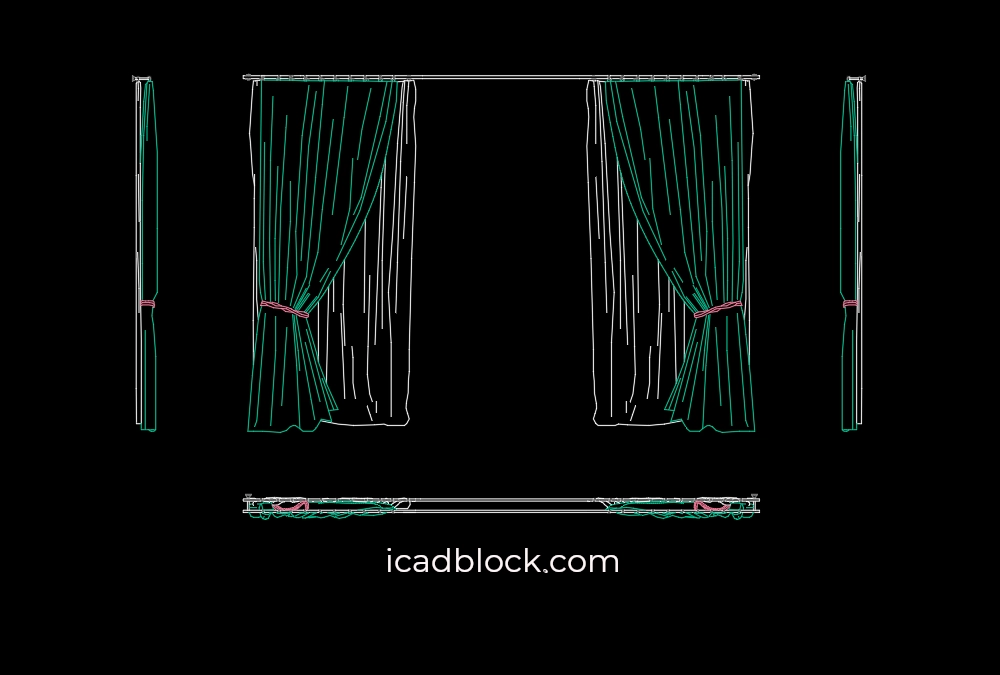 Curtain with tiebacks DWG in plan