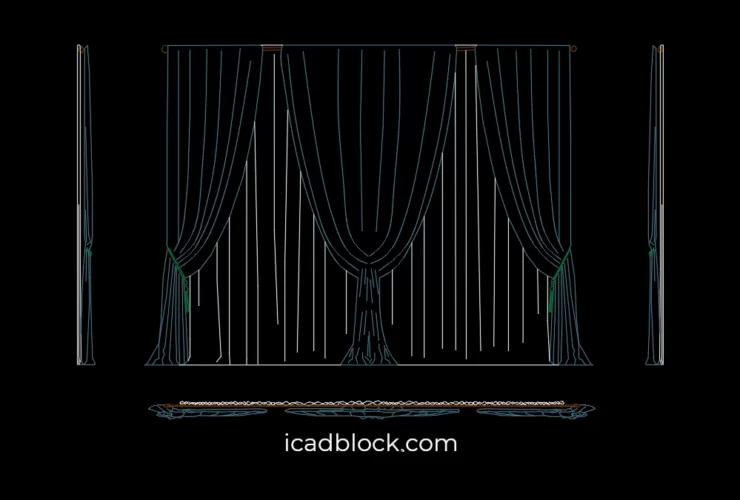 Curtain CAD Block in AutoCAD, plan and elevation - iCADBLOCK