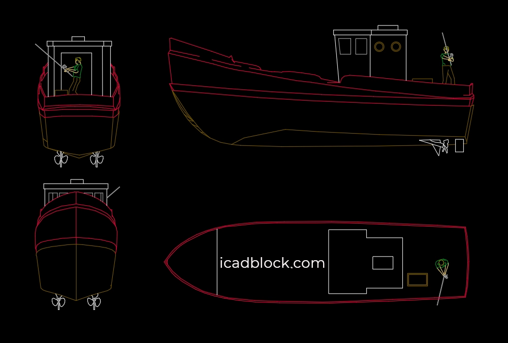 Bloque CAD de barco de pesca