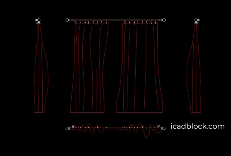 Curtain CAD Block in AutoCAD, plan and elevation - iCADBLOCK