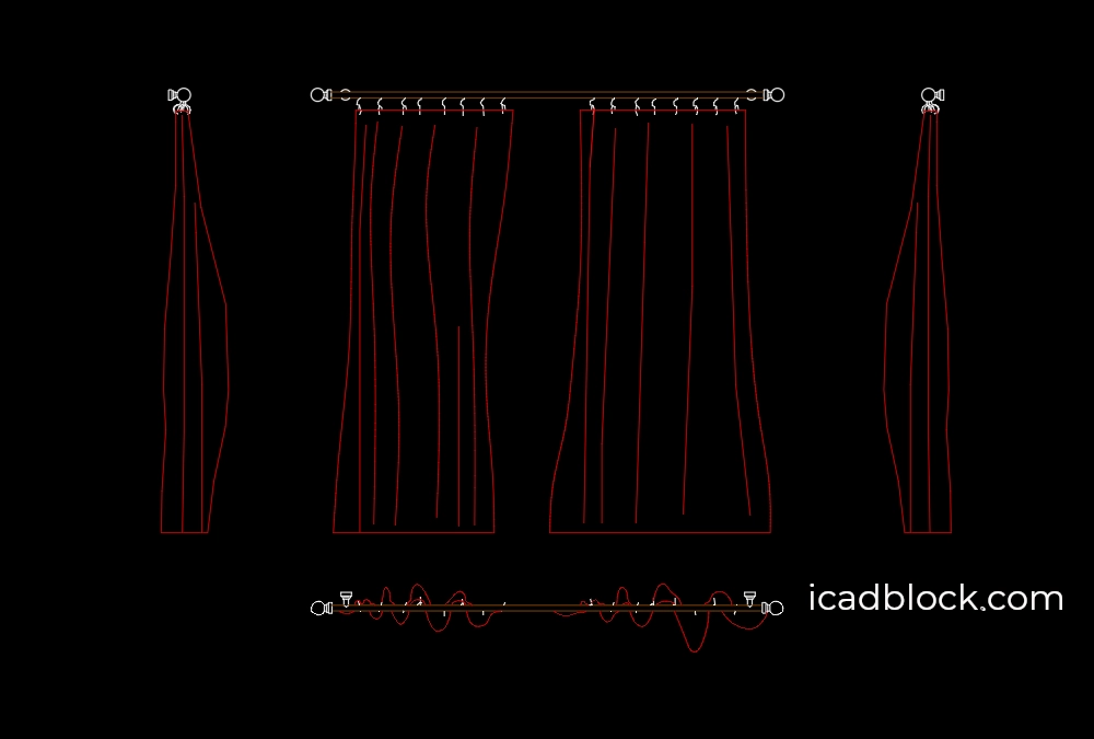 Curtain with hook CAD block