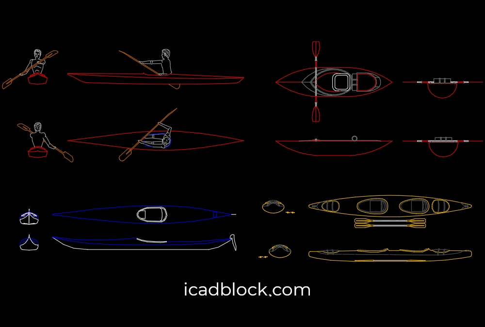 Kayak DWG CAD Blocks