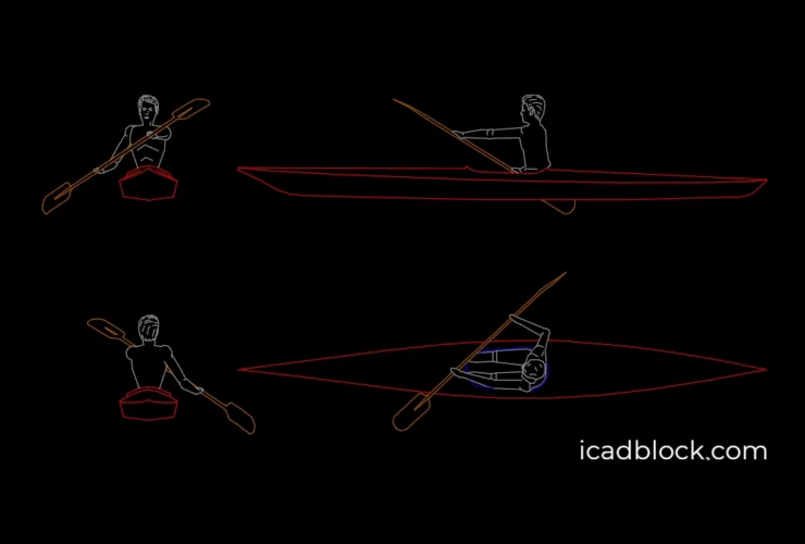 kayak CAD Block , with kayaker
