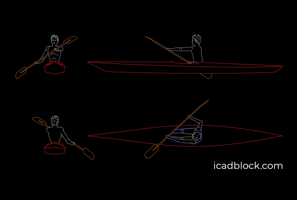 Bloque CAD de kayak