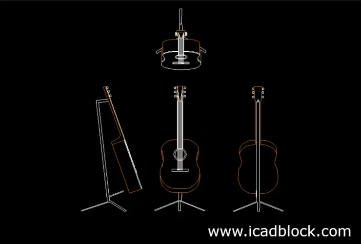 Acoustic Guitar DWG CAD Block for autocad
