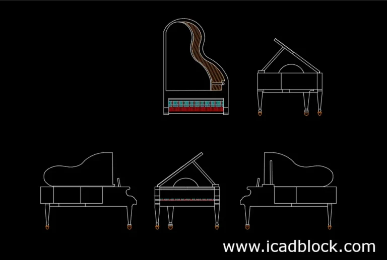 grand piano DWG CAD Block model for autocad