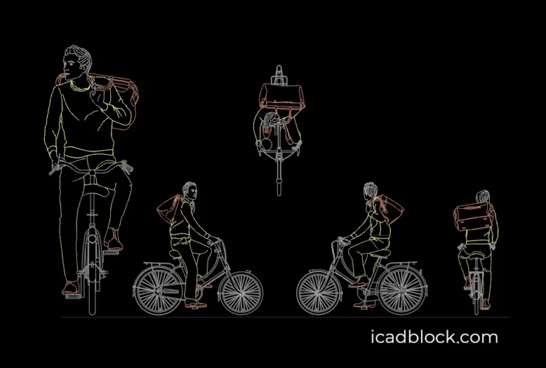 man on bike cad block