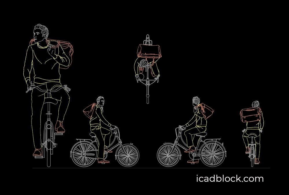 Hombre en bicicleta Bloque CAD