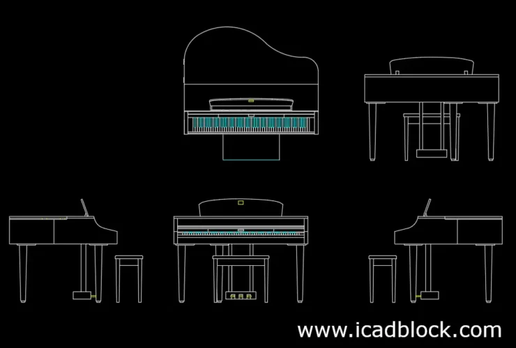 piano dwg 2d model for autocad
