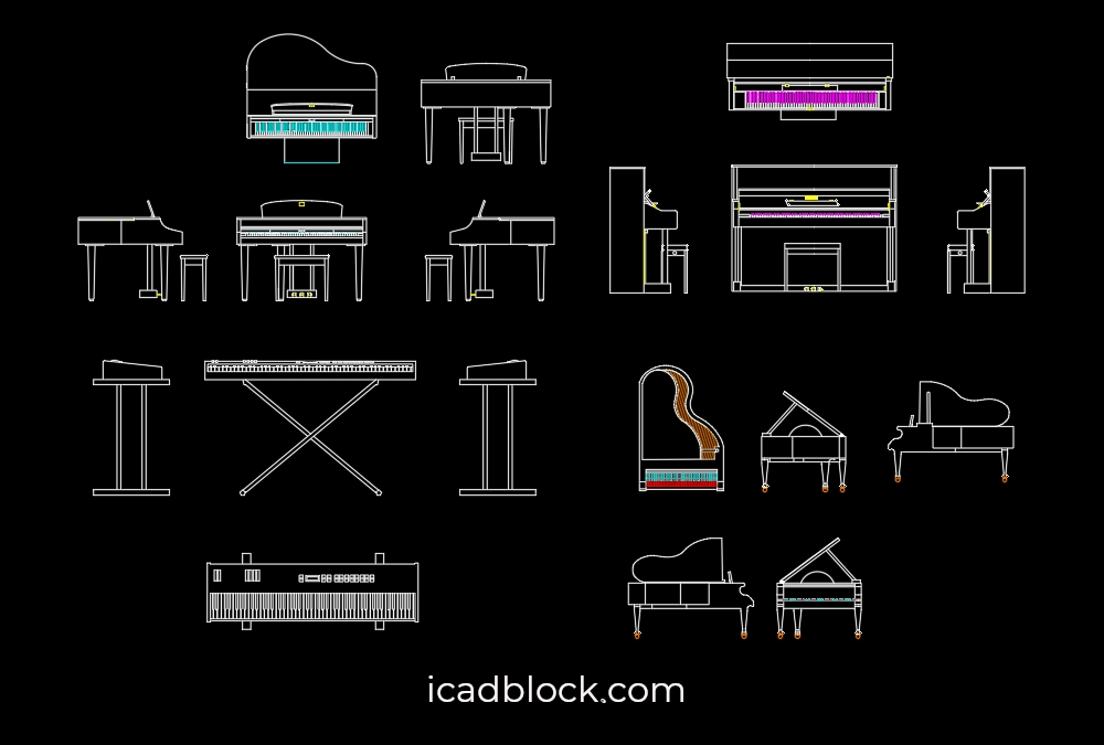 Piano CAD Block collection in DWG