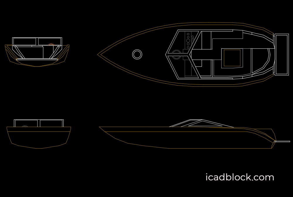 speed boat CAD drawing