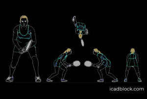 Woman playing tennis CAD Block