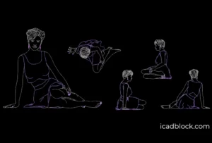 Mujer sentada en el suelo dwg