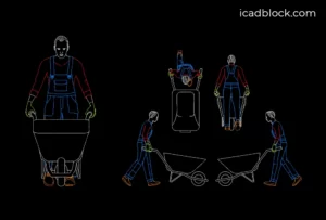 Trabajador que lleva un bloque cad