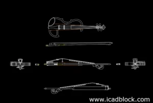 Electric violin DWG CAD Block 2d model