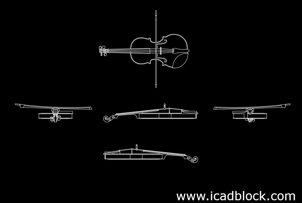 Free violin CAD Block in dwg format