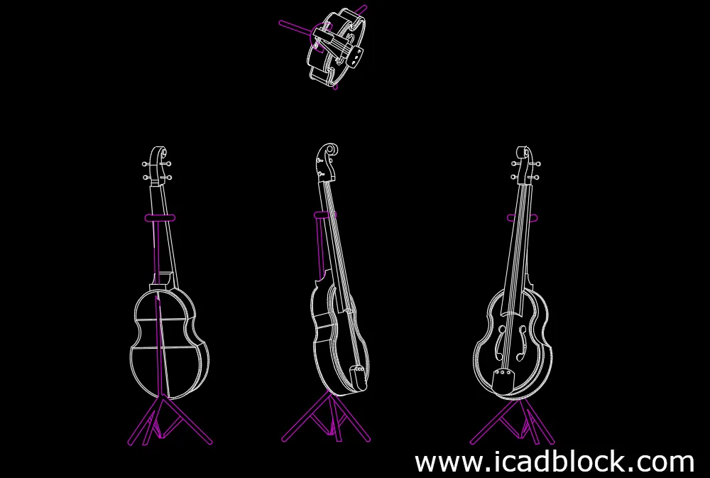 Violin With Stand DWG CAD Block download