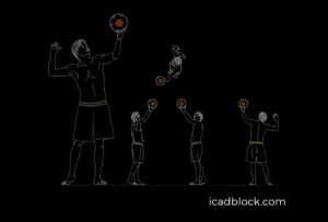 Beach volleyball player CAD Block