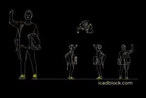 Student boy showing victory sign , DWG file