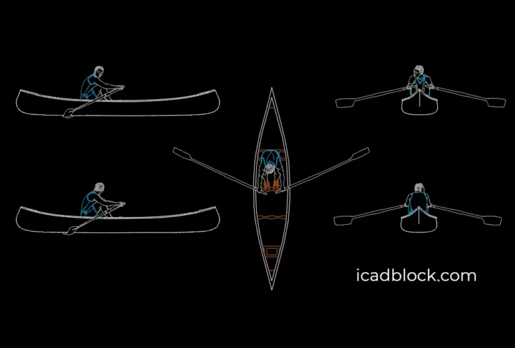 Canoe CAD Block with canoer