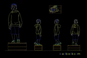 Cute boy standing on box CAD Block