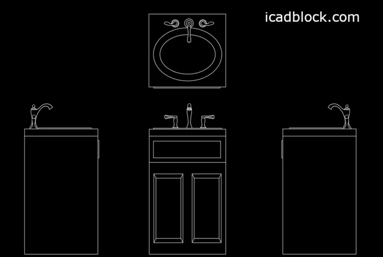 free bathroom sink autocad model in dwg format