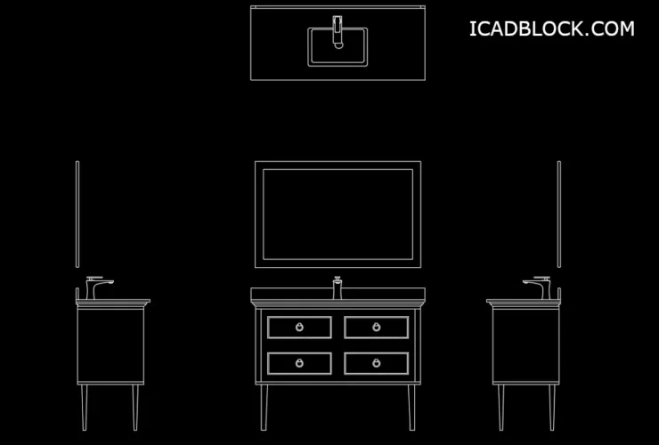 Bathroom sink CAD Block collection in DWG - iCADBLOCK