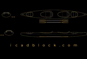 Kayak with paddles CAD Block