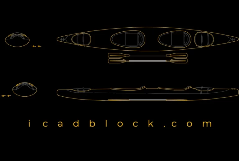 Kayak with paddles CAD Block
