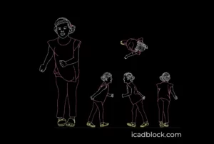 Happy kid girl walking, DWG