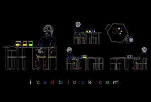 Niño sentado en el escritorio dwg