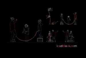 Kids playing jump rope game DWG