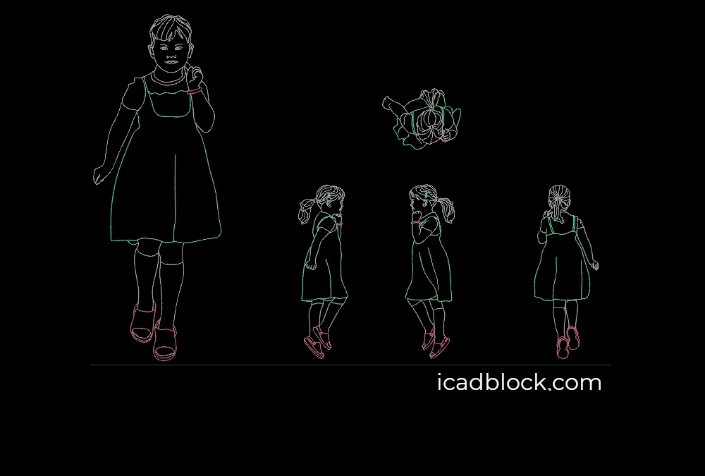 Little girl running DWG