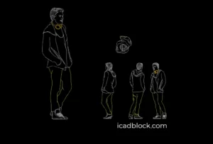 Man with headphones CAD Block
